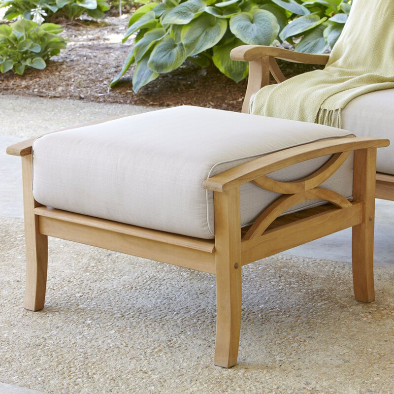 Birch Lane™ Brunswick Outdoor Teak Ottoman with Cushion & Reviews | Wayfair